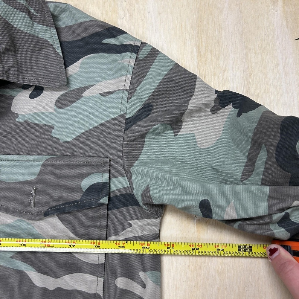 Shinestar Jacket Womens Small Green Camo Military Cropped Button Front Pockets - Picture 3 of 6